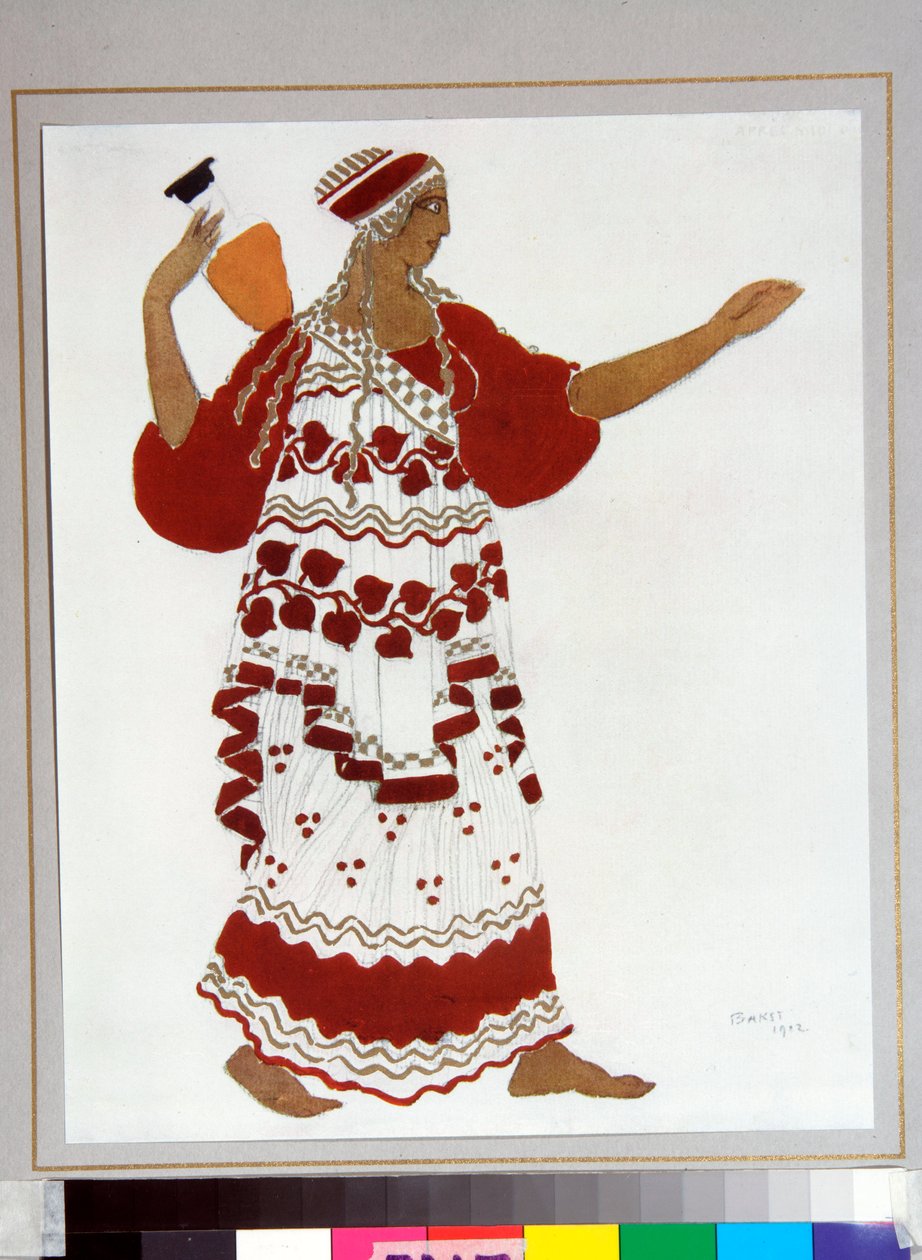 Balety rosyjskie: Kostium „Nimfa” zaprojektowany przez Leona Baksta (1866-1924) do baletu „L