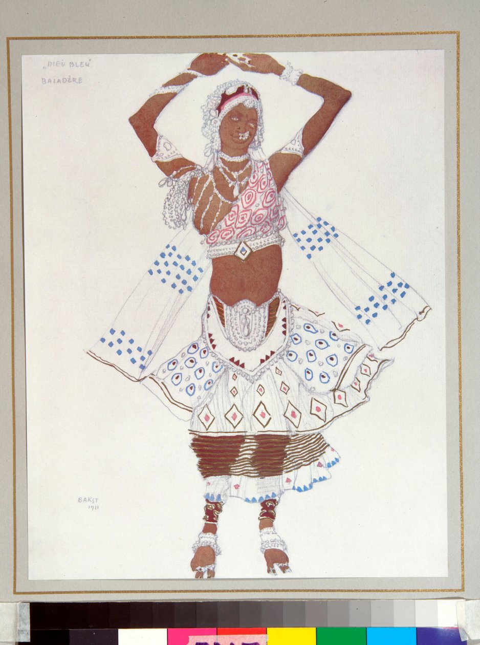 Rosjanie baletowi: "Bayadere" Kostium zaprojektowany przez Leona Baksta (1866-1924) do baletu "Niebieski Bóg" Michela Fokine