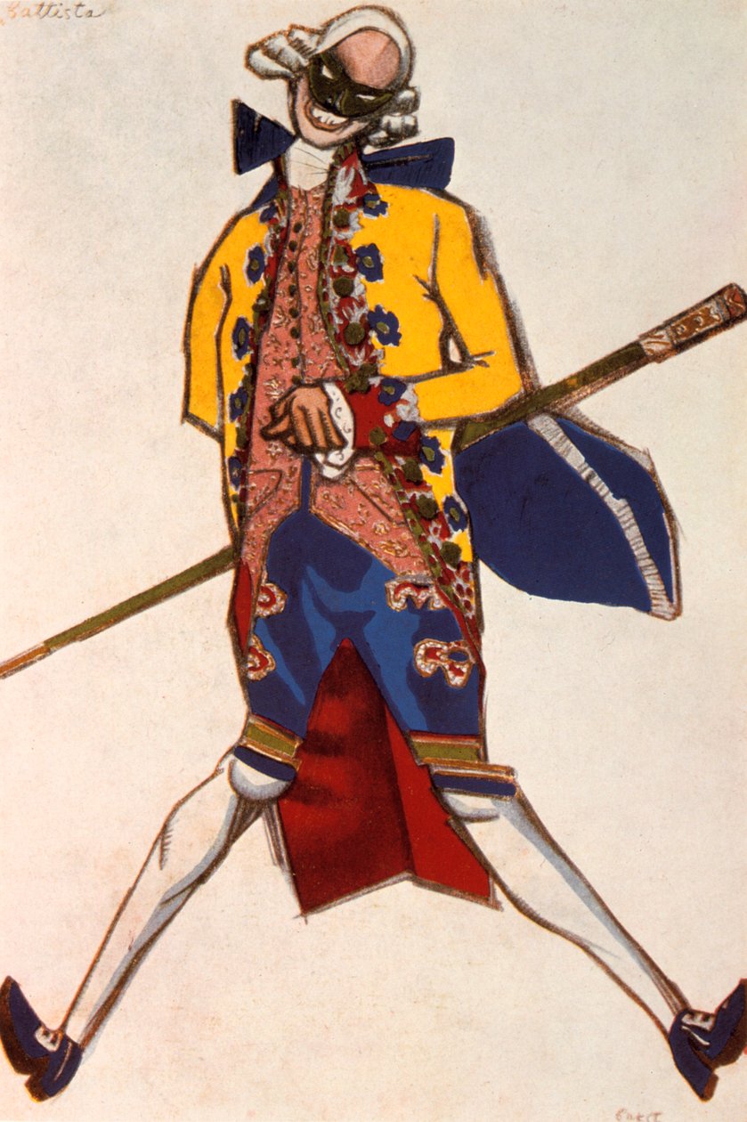 Battista, projekt kostiumu do komedii Carol Goldoni, 1917 autorstwa Leon Bakst
