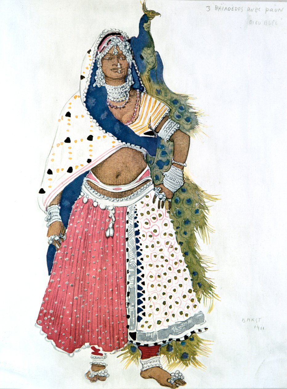Bajadera z Pawiem, kostiumy baletowe, 1911 autorstwa Leon Bakst