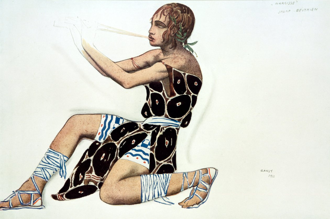 Beotien, projekt kostiumu balet rosyjski inscenizacja Narcyza, muzyka Czerepnina, 1911 autorstwa Leon Bakst