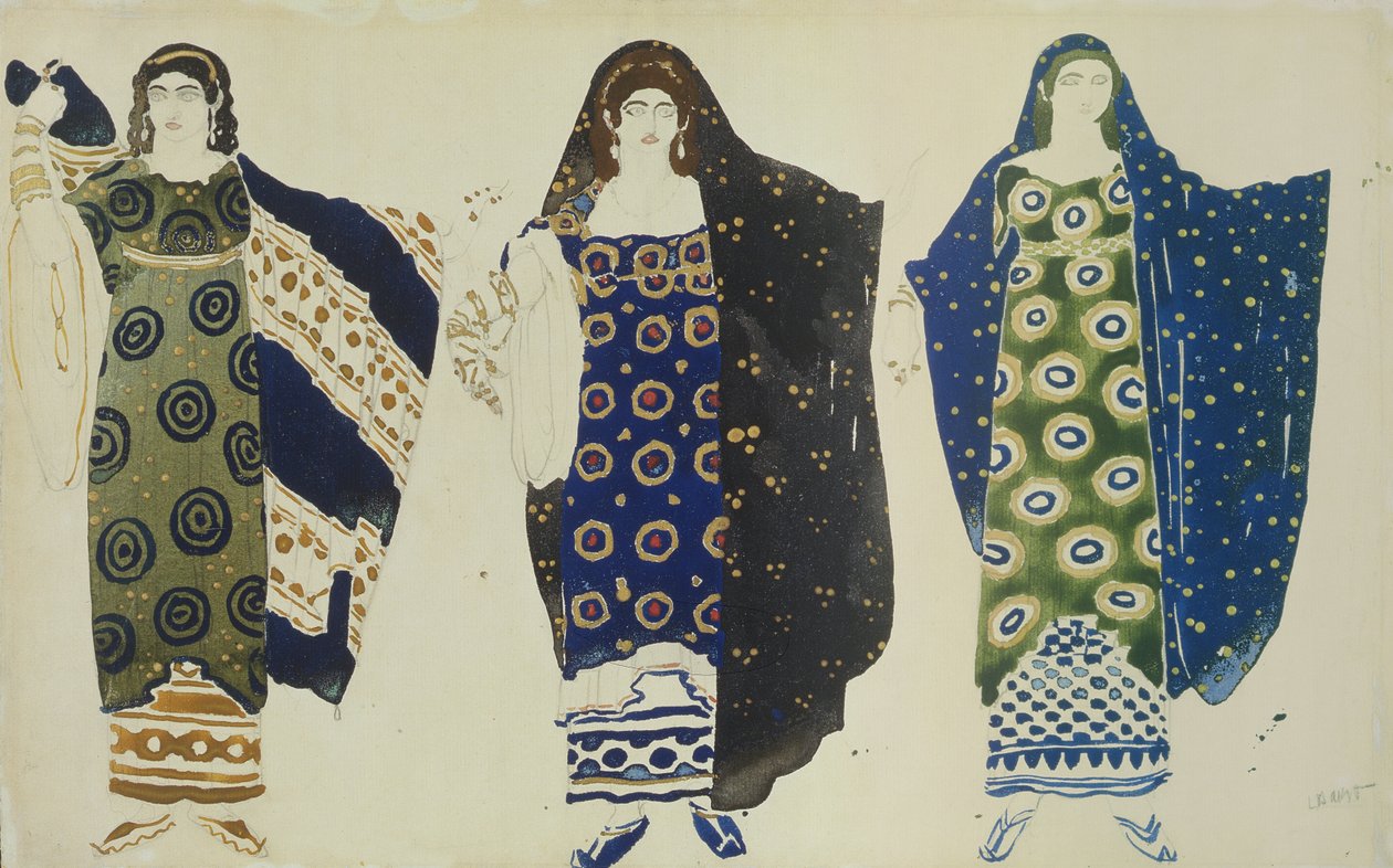 Projekt kostiumu dla Edypa w Colonus autorstwa Sofoklesa, 1904 (wc na papierze) autorstwa Leon Bakst