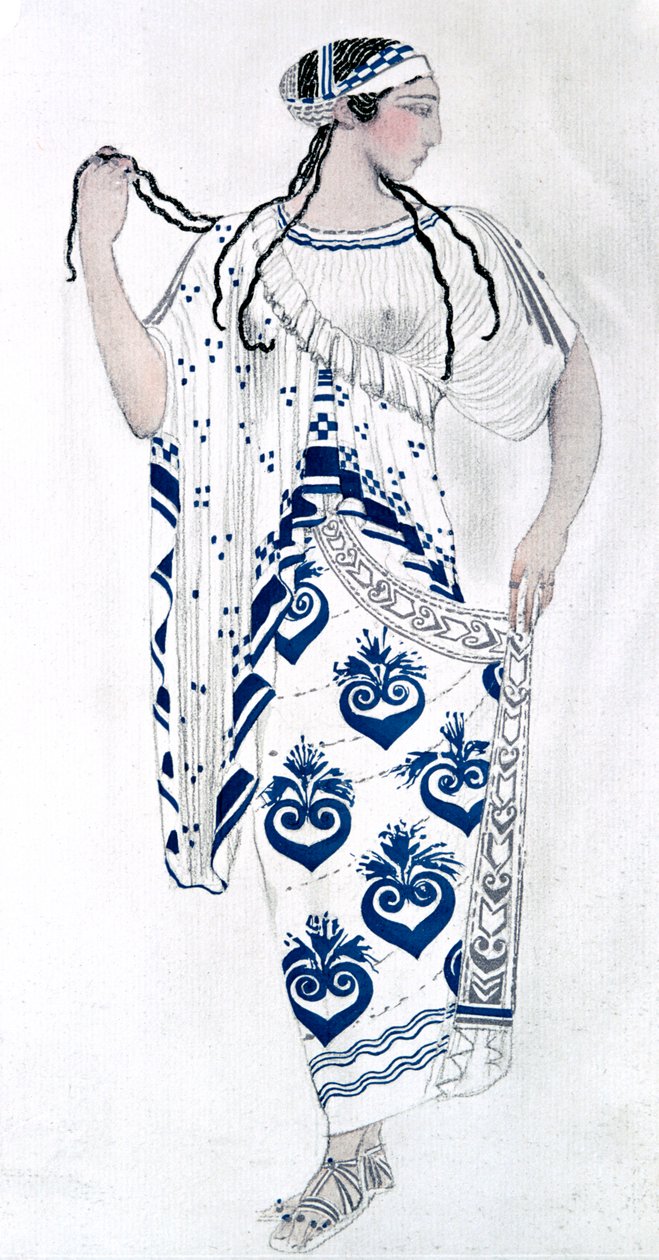 Projekt kostiumu dla Idy Rubinstein jako Heleny w balecie Helena ze Sparty, 1912 autorstwa Leon Bakst