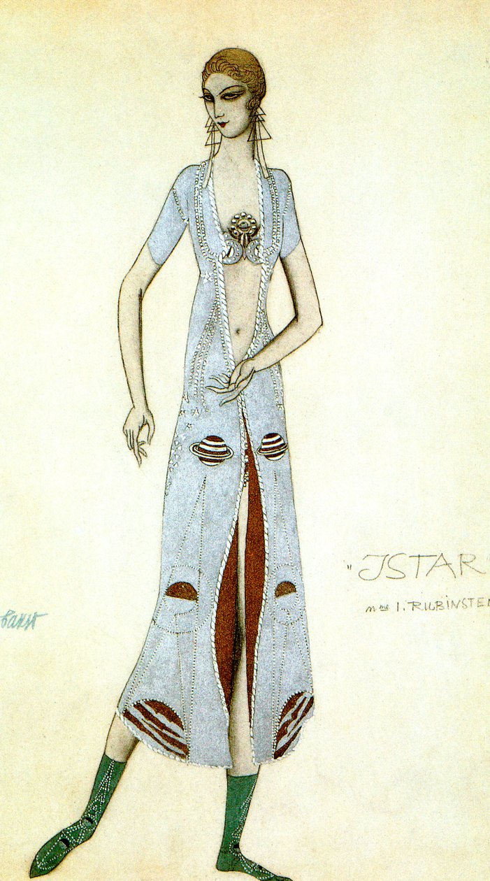 Projekt kostiumu dla Idy Rubinstein jako Isztar, 1924. autorstwa Leon Bakst