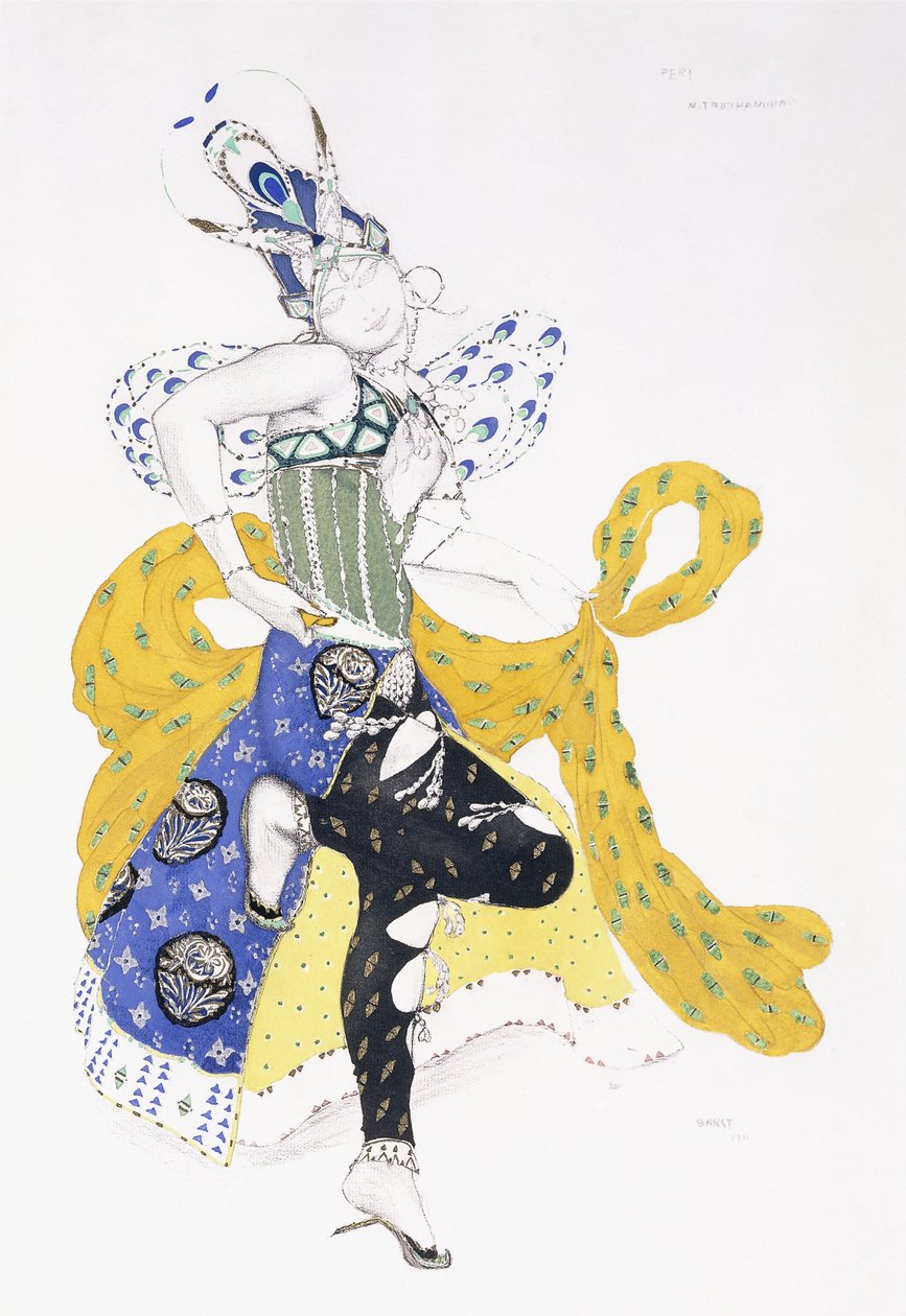 Projekt kostiumu dla Madame Trouchanova w „La Peri”, 1911 autorstwa Leon Bakst