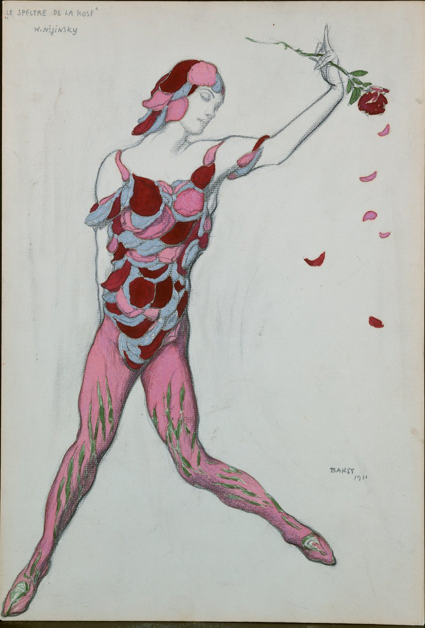 Projekt kostiumu dla Nijinksy z „Widma róży”, 1911 autorstwa Leon Bakst