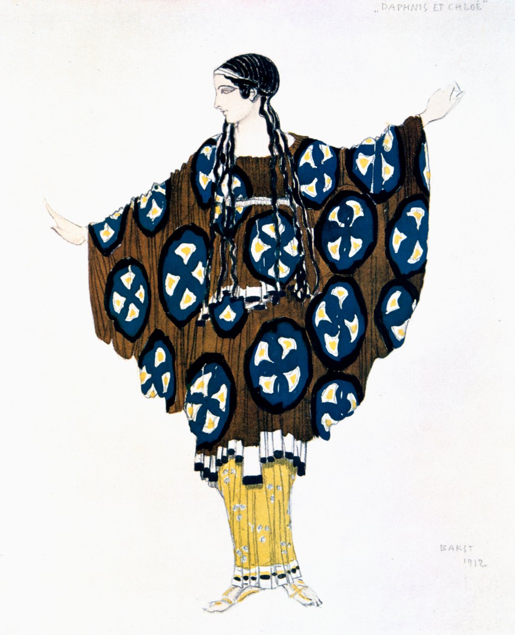 Projekt kostiumu do baletowej produkcji rosyjskiej Ravels Daphnis et Chloe, 1912 autorstwa Leon Bakst