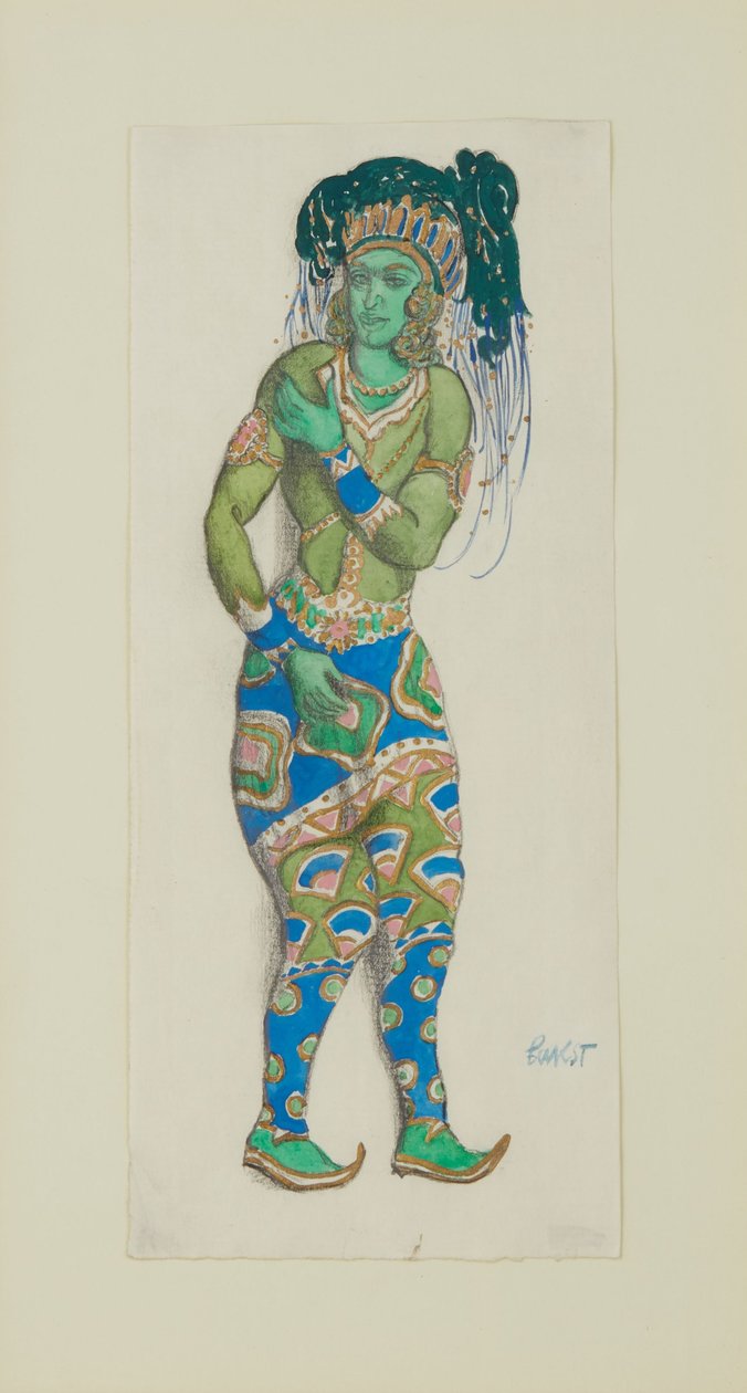 Projekt kostiumu dla Ballet Blue God autorstwa R. Hahna, 1910. autorstwa Leon Bakst