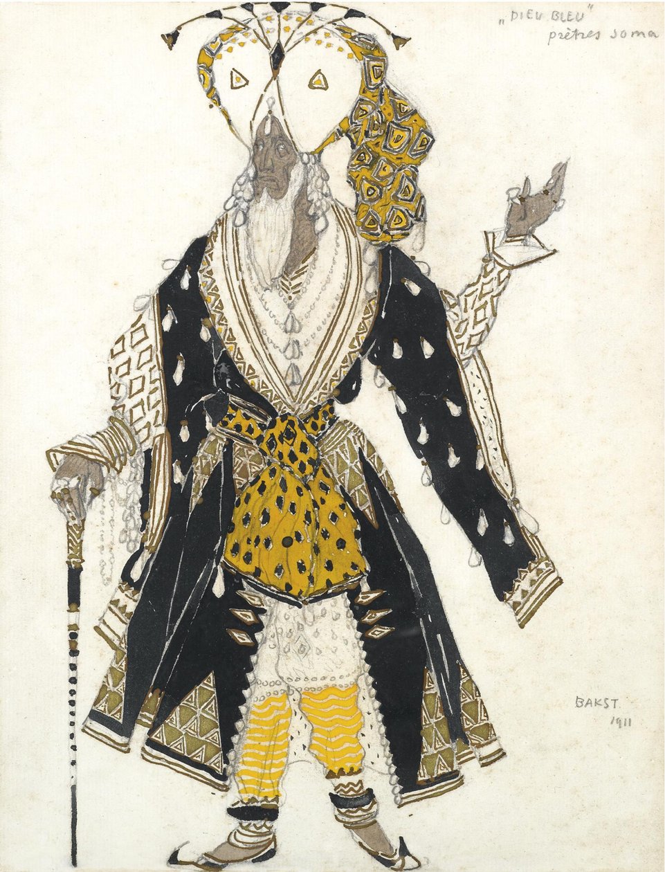 Projekt kostiumu dla Ballet Blue God autorstwa R. Hahna, 1911 autorstwa Leon Bakst