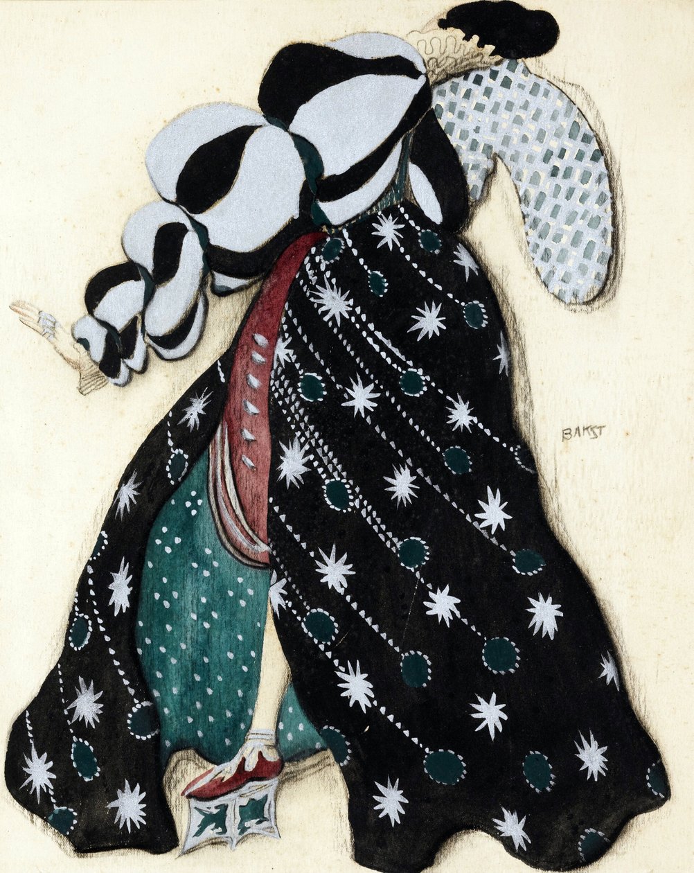 Projekt kostiumu do baletu „La Legende de Joseph” R. Straussa - Bakst, Leon (1866-1924) - 1914 - Akwarela, gwasz na papierze - 33x28 - Kolekcja prywatna autorstwa Leon Bakst