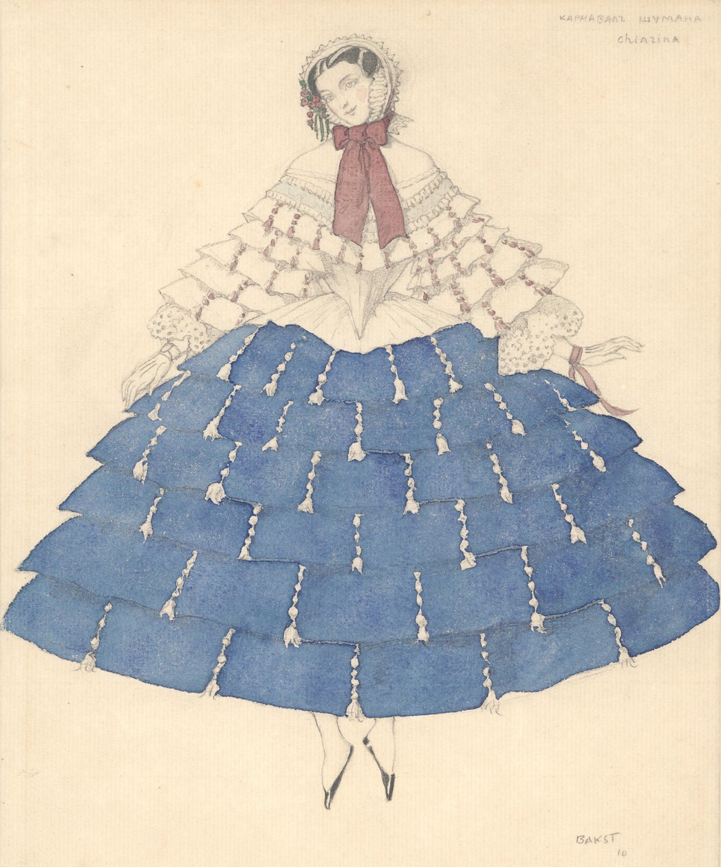 Projekt kostiumu do baletu Carnaval autorstwa R. Schumanna, 1910. autorstwa Leon Bakst