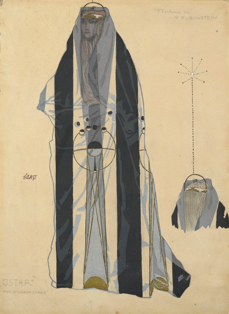 Projekt kostiumów do baletu Istar Bohuslava Martinu, ok. 1930 r. 1922. autorstwa Leon Bakst
