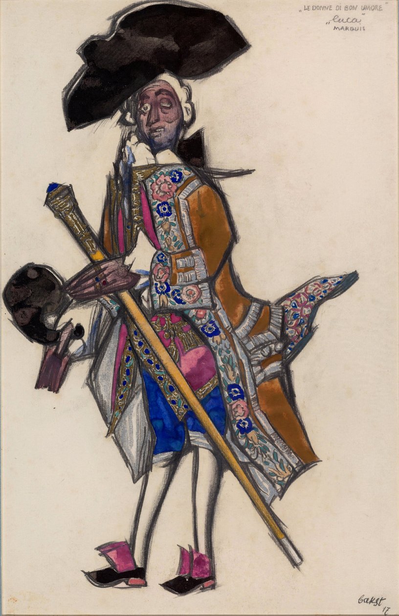 Projekt kostiumu do baletu Dobrego Humoru Panie autorstwa Leon Bakst
