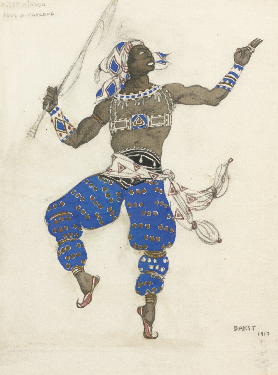 Projekt kostiumu do baletu Oriental Fantasy Ballet Hindu, 1913 autorstwa Leon Bakst