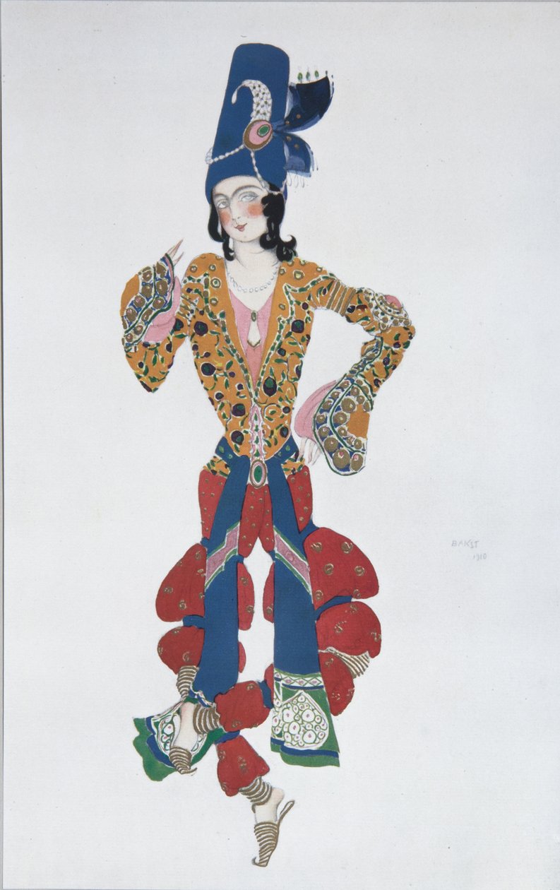 Projekt kostiumu do baletu Szeherezada N. Rimskiego-Korsakowa, 1910 autorstwa Leon Bakst