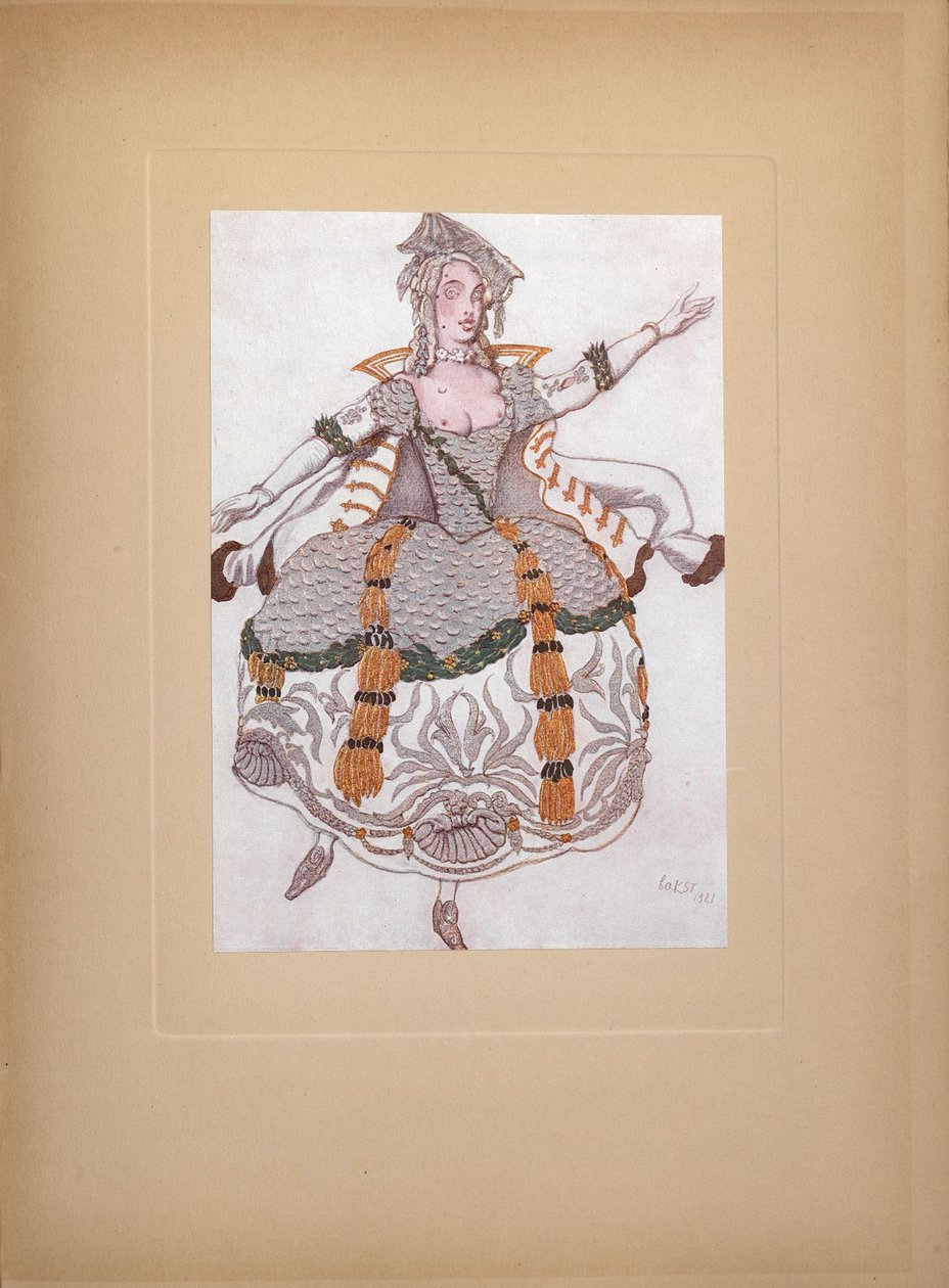 Projekt kostiumu do baletu Śpiąca Królewna P. Czajkowskiego, 1921 autorstwa Leon Bakst