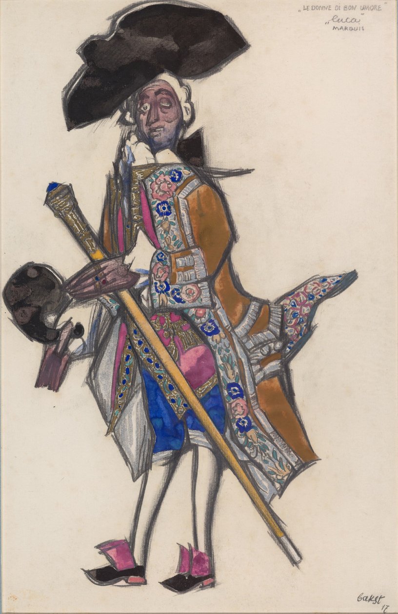 Projekt kostiumu do baletu Dobroduszne Panie by Scarlatti autorstwa Leon Bakst