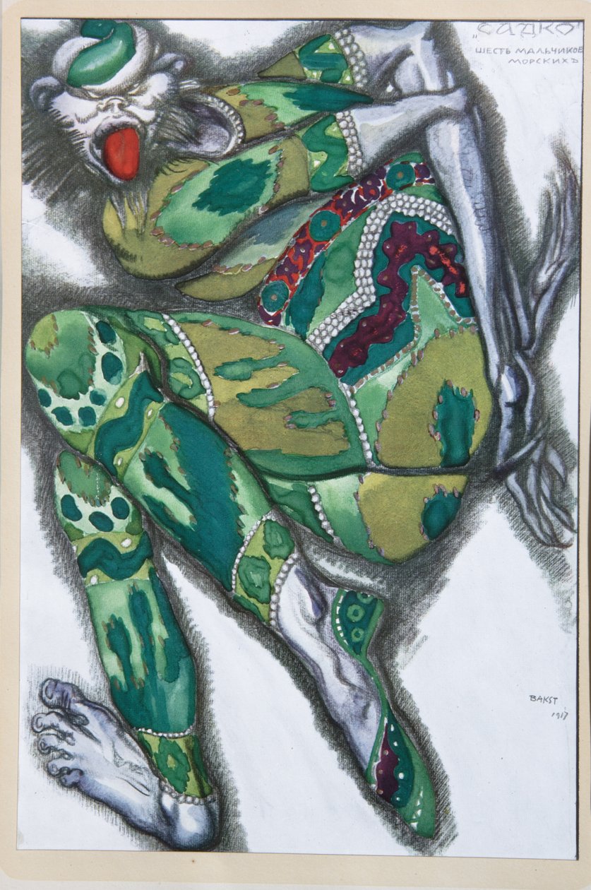 Projekt kostiumu do opery Sadko N. Rimskiego-Korsakowa, 1917 autorstwa Leon Bakst
