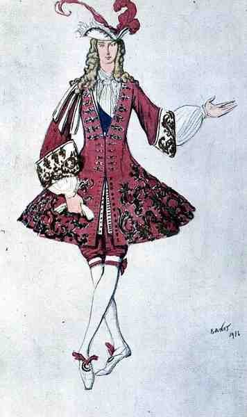 Kostium na stronę w stylu Ludwika XIV z Aladdin autorstwa Leon Bakst