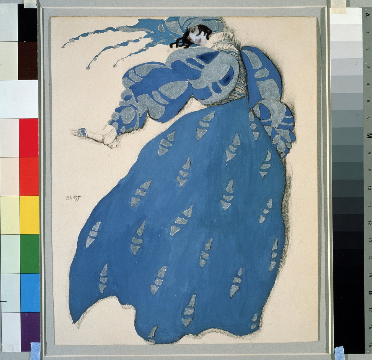Kostium do baletu „Les dames de bonne humeur” (Kobiety w dobrym humorze) w reżyserii Carlo Goldoni (1707-1793) autorstwa Leon Bakst
