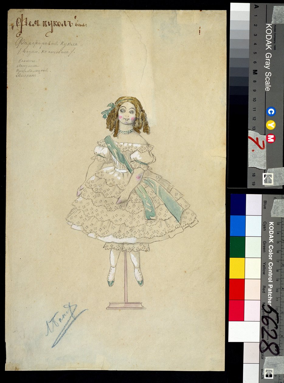 Kostium do baletu „la poupee feerique” w reżyserii Josepha Bayera (1852-1913) autorstwa Leon Bakst