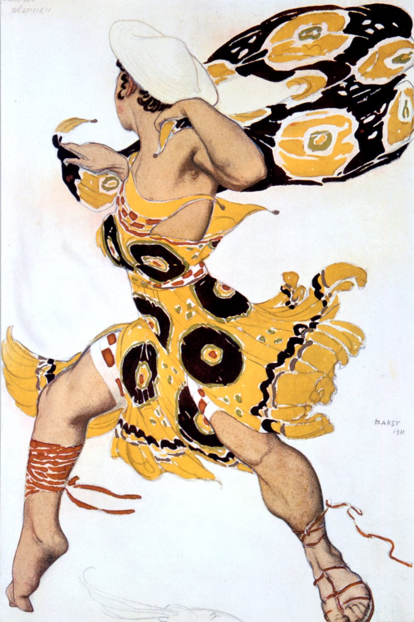 Efeb, projekt kostiumu do baletu rosyjskiego w inscenizacji Czerepnina Narcyza, 1911 autorstwa Leon Bakst
