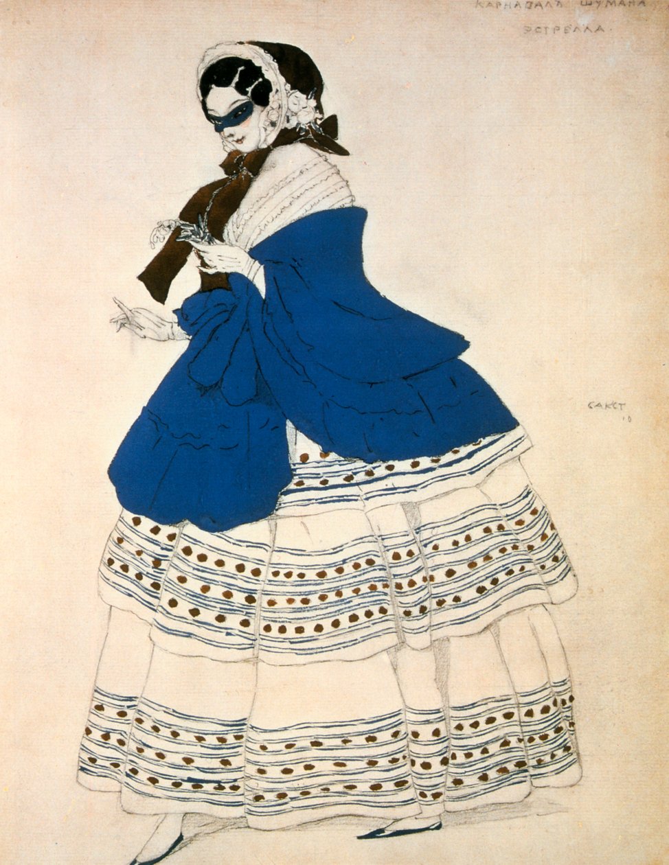 Estrella, projekt kostiumu na balet Carnival skomponowany przez Roberta Schumanna, 1919 autorstwa Leon Bakst