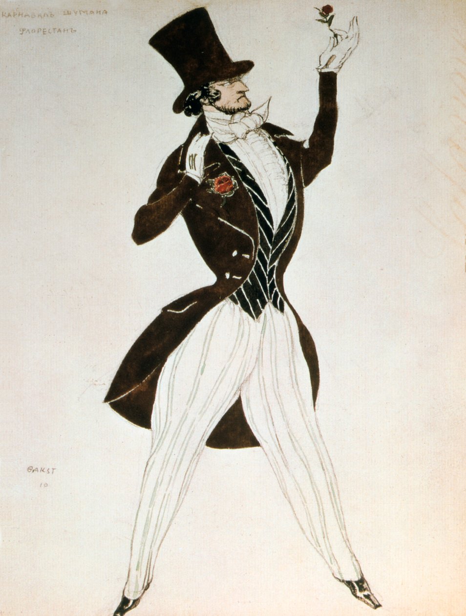 Florestan, projekt kostiumu na balet Carnival skomponowany przez Roberta Schumanna, 1919 autorstwa Leon Bakst