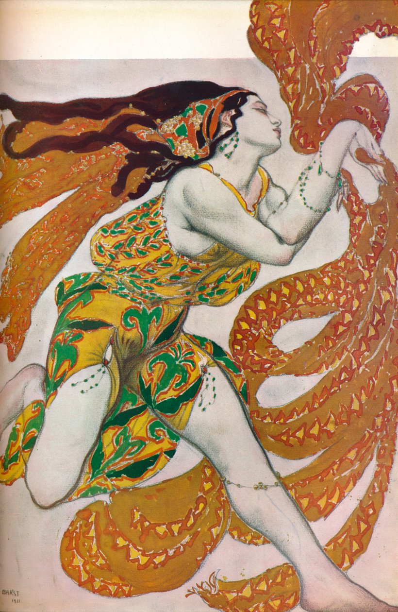 Narcisse: Bachantka. Projekt kostiumu do tańca Narcisse, 1911 autorstwa Leon Bakst