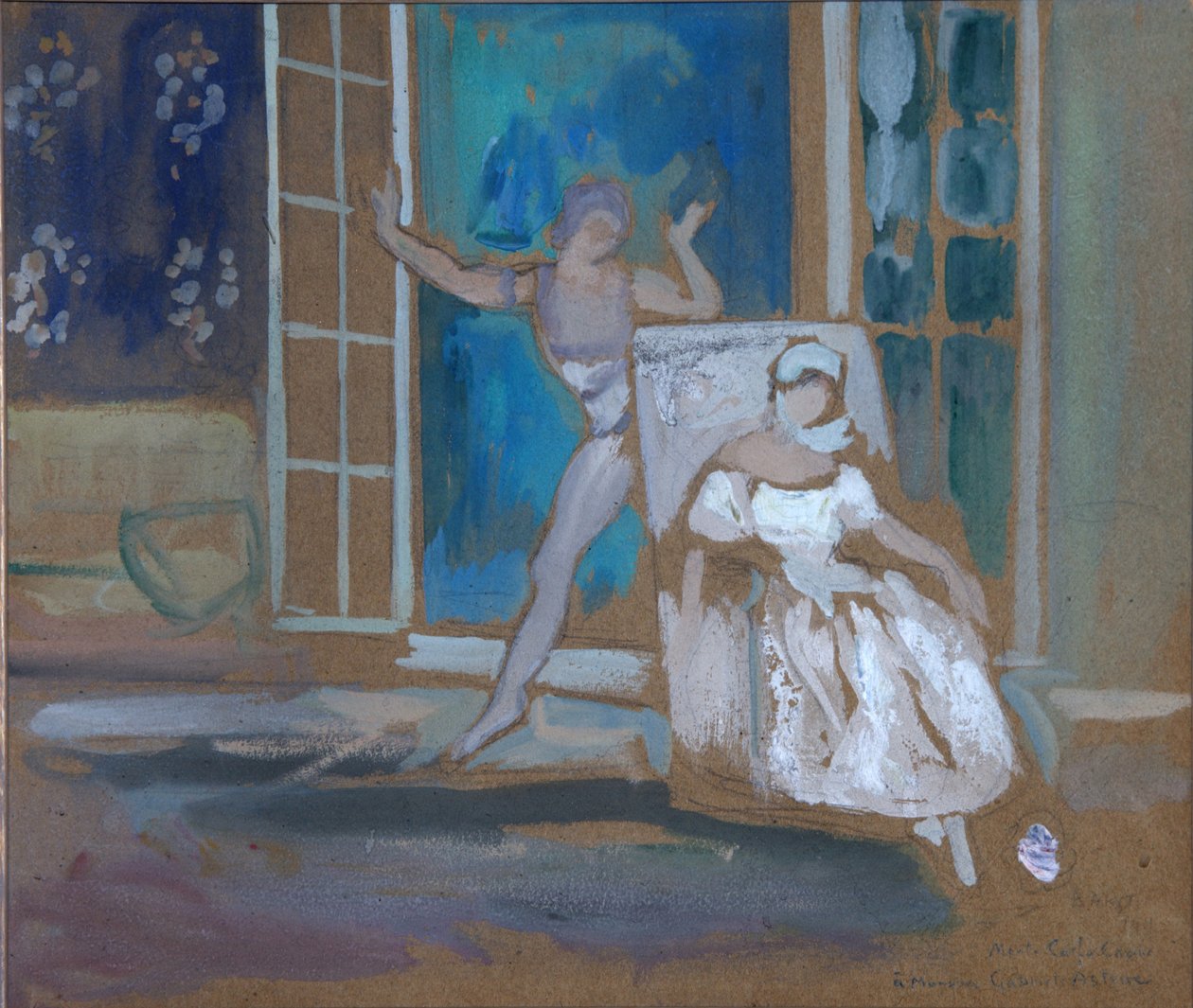 Niżyński i Karsavina w balecie Le Spectre de la Rose, 1911 autorstwa Leon Bakst