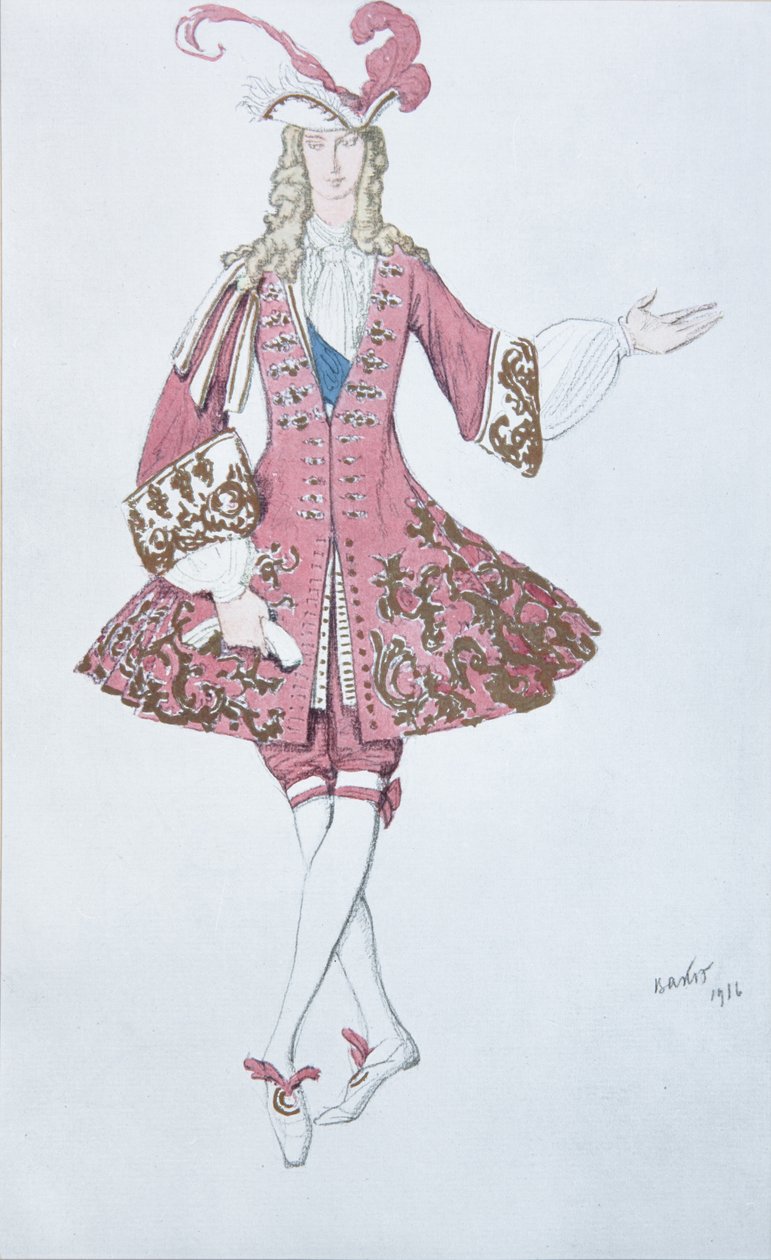 Strona de la księżniczka. Projekt kostiumu do baletu Śpiąca królewna P. Czajkowskiego, 1916 autorstwa Leon Bakst