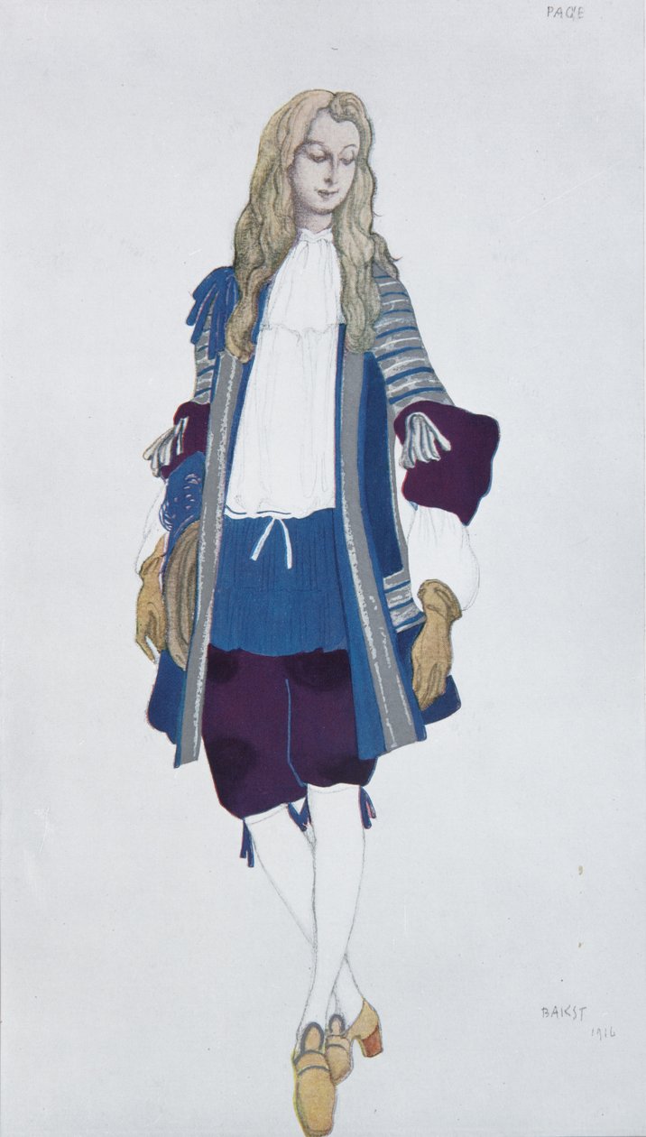 Strona de la księżniczka. Projekt kostiumu do baletu Śpiąca królewna P. Czajkowskiego, 1916 autorstwa Leon Bakst