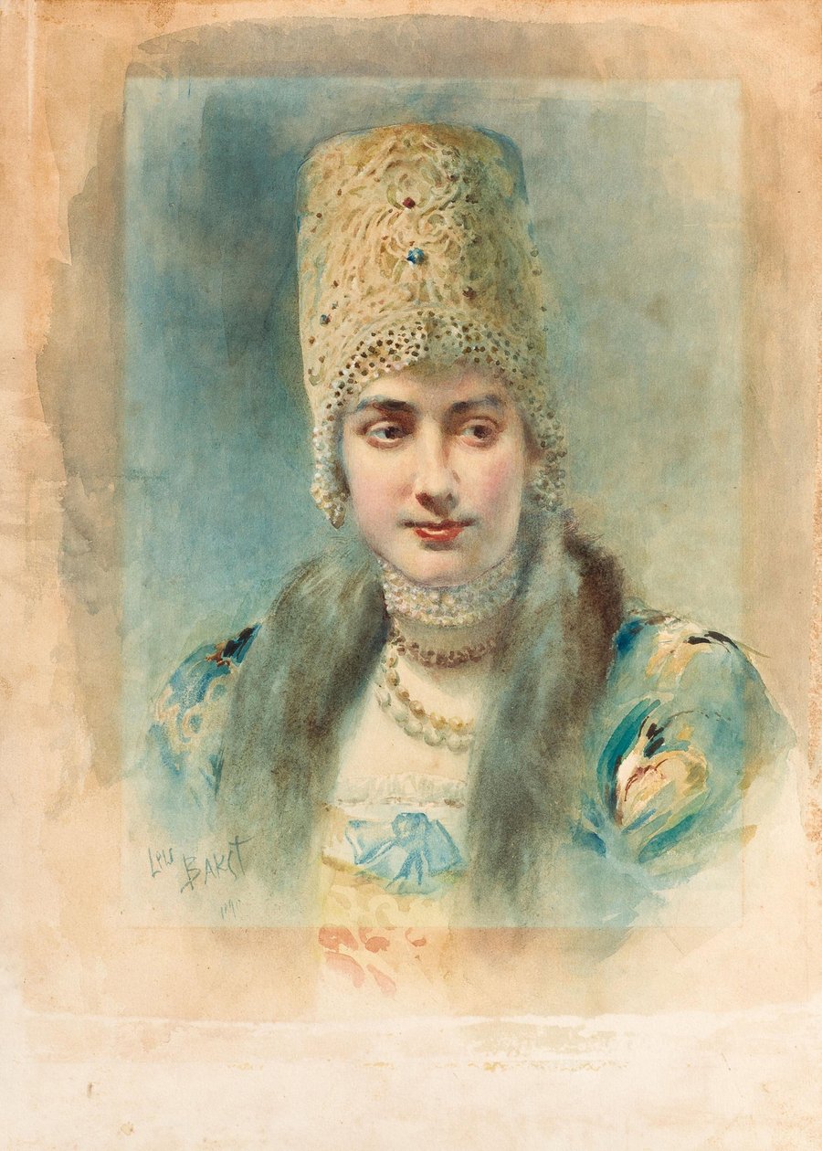 Portret dziewczyny w kokoszniku autorstwa Leon Bakst