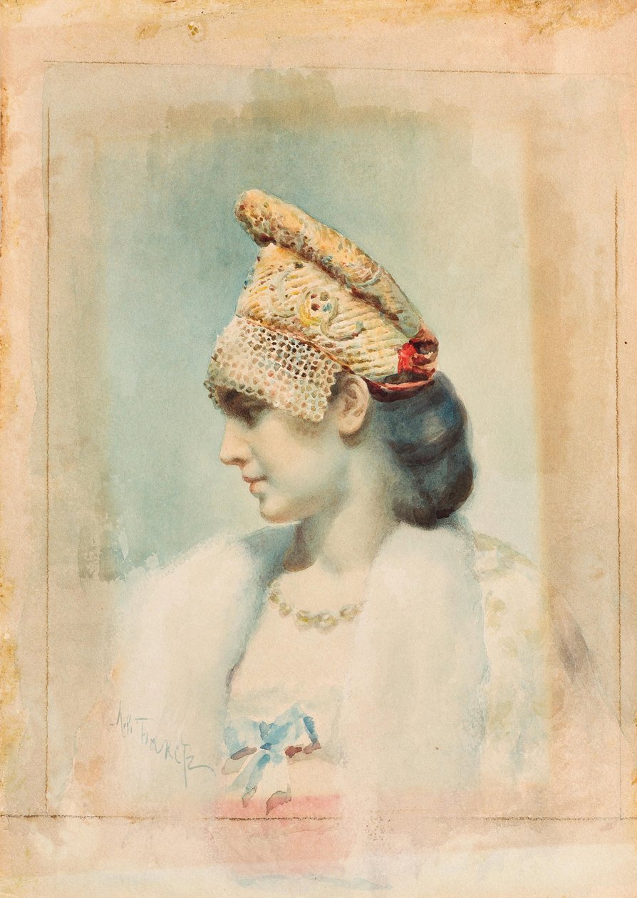 Portret dziewczyny w kokoszniku autorstwa Leon Bakst