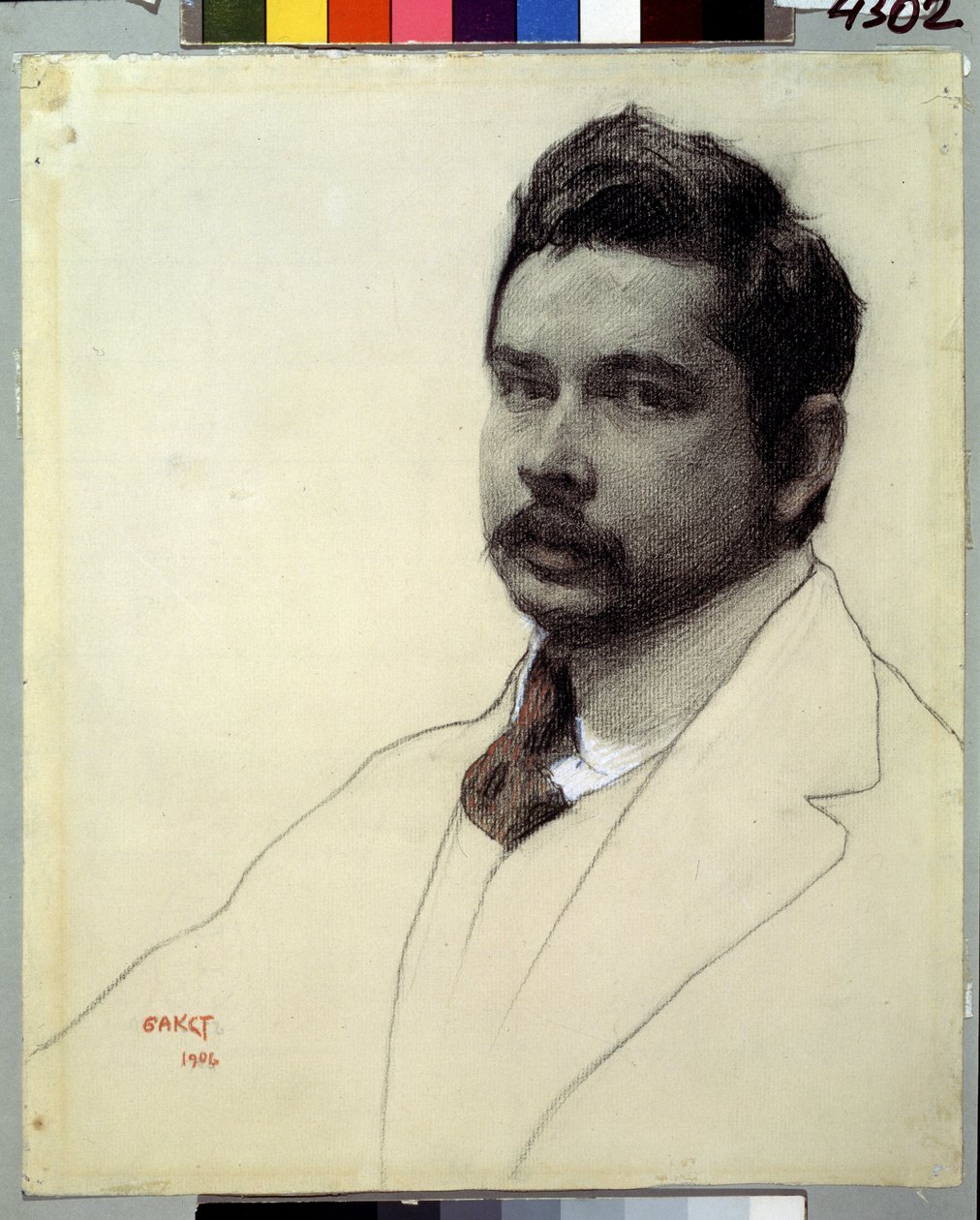 Portret artysty Konstantina Somowa (ołówek i kreda na papierze) autorstwa Leon Bakst
