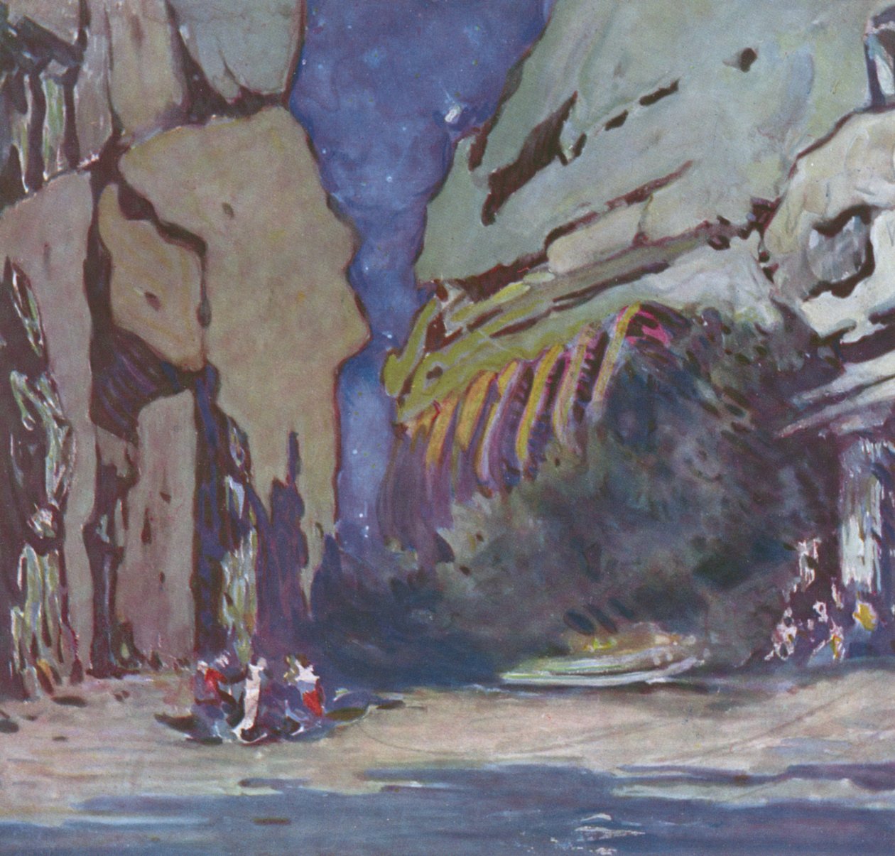 Projekt scenografii do baletu hinduskiego, prawdopodobnie Le Dieu Bleu, 1911 autorstwa Leon Bakst