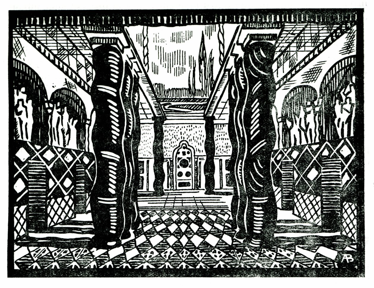 Scenografia Leona Baksta (1866-1924), rosyjskiego malarza i dekoratora do III aktu „Męczeństwa św. Sebastiana” Claude