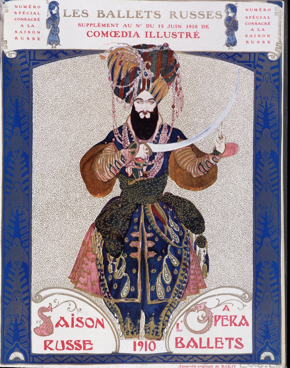 Rosyjskie balety w operze - akwarela Baksta, w „Komedia ilustrowana”” autorstwa Leon Bakst