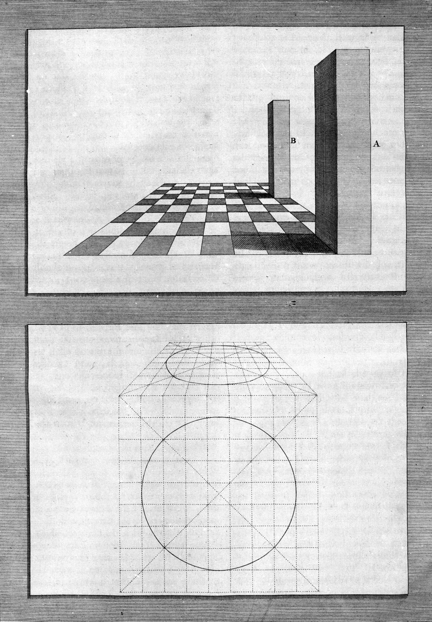 Smakołyki o architekturze, perspektywie i geometrii: plansza zaczerpnięta z „De Architectura Libri decem” Leona Battisty Albertiego (1404-1472), architekta, matematyka, włoskiego poety renesansu, Londyn autorstwa Leon Battista Alberti