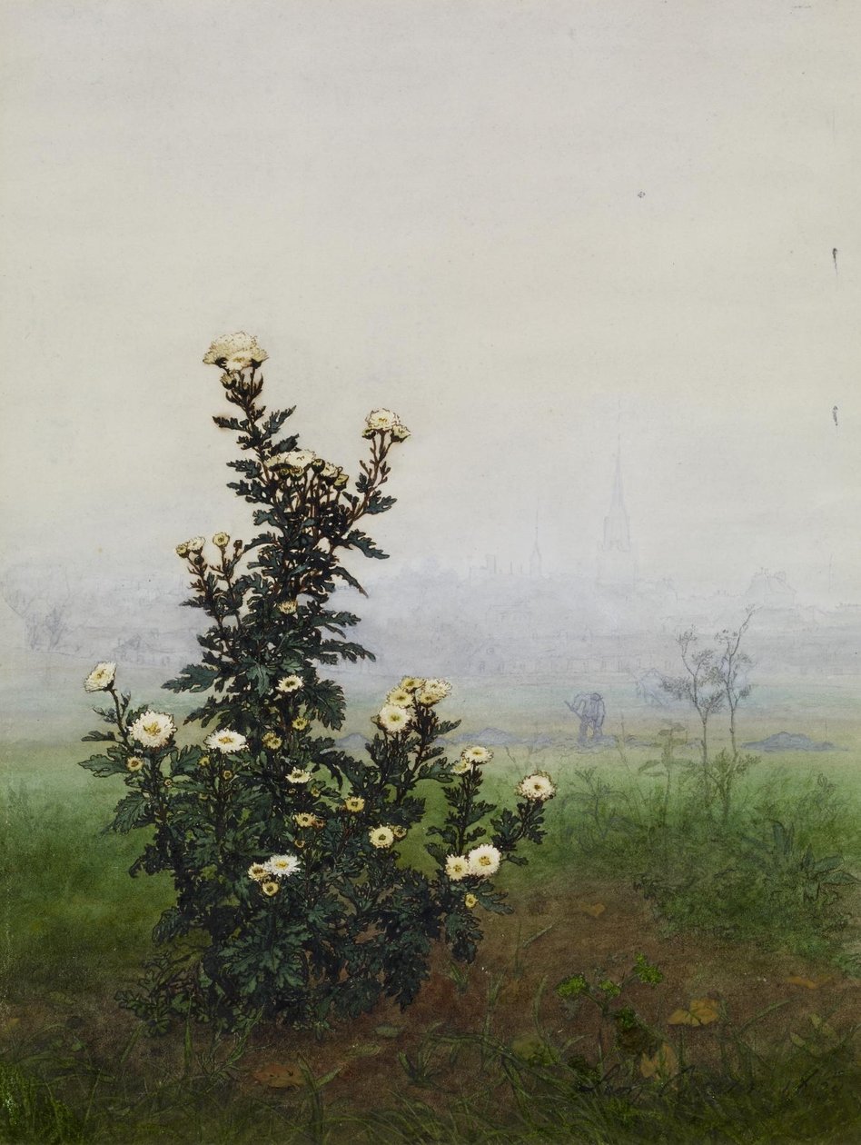 Wrotycz maruna na tle pejzażu, Issy-les-Moulineaux (?) autorstwa Léon Bonvin