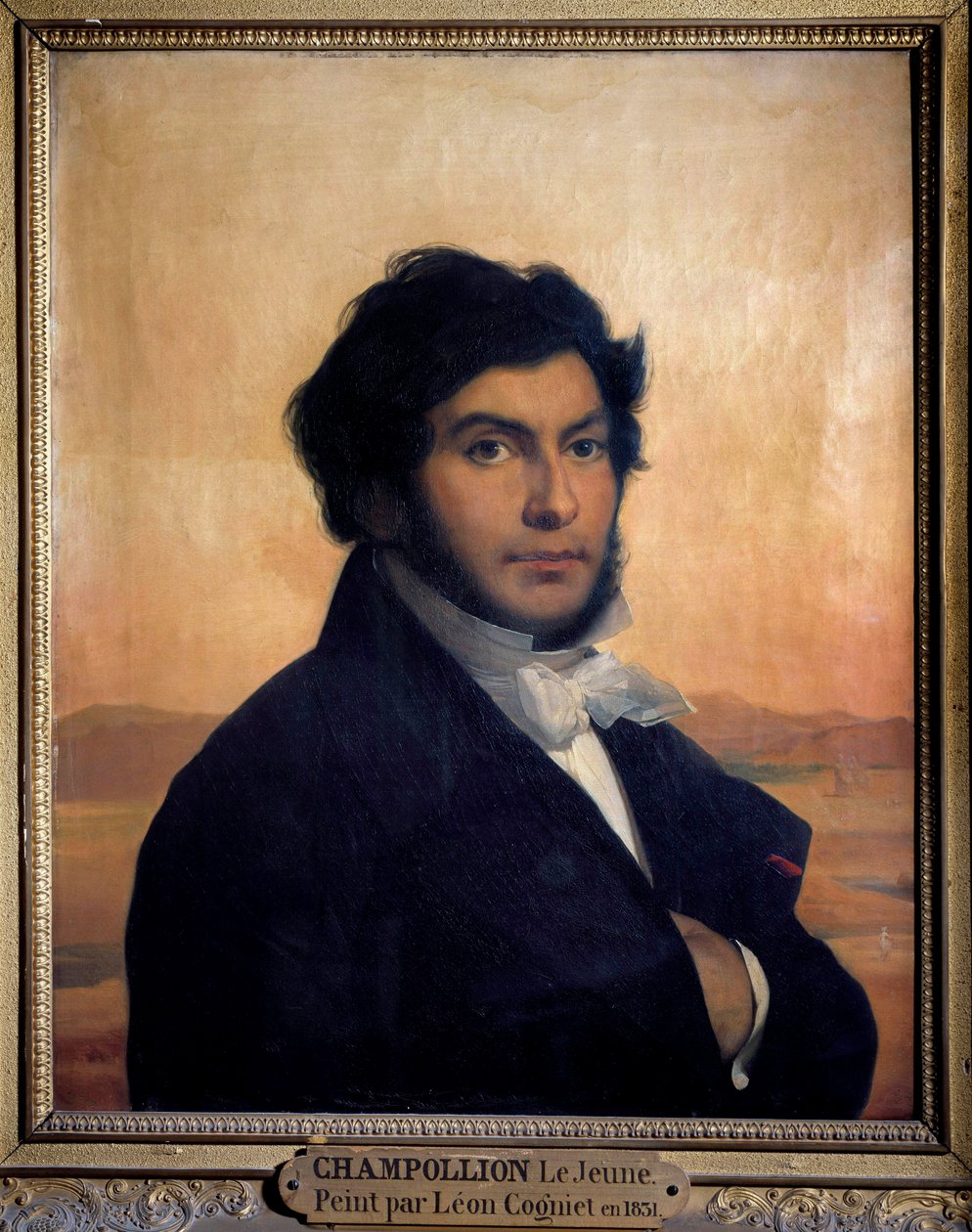 Portret Jean-Francois (Jean Francois) Champollion (1790-1832), francuski egiptolog, odszyfrował hieroglify. Obraz Leon autorstwa Léon Cogniet