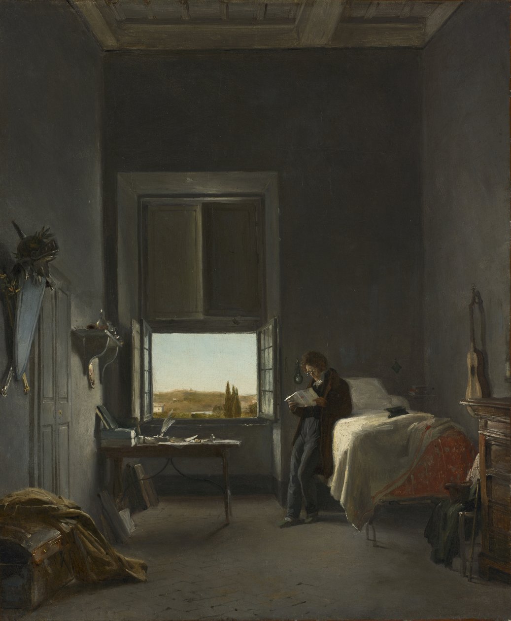 Artysta w swoim pokoju w Villa Medici, Rzym autorstwa Léon Cogniet