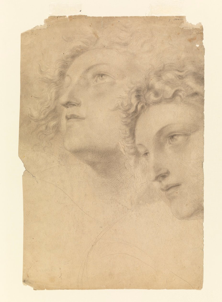 Rysunek, dwie kobiece głowy, 1886-92 autorstwa Leon Dabo