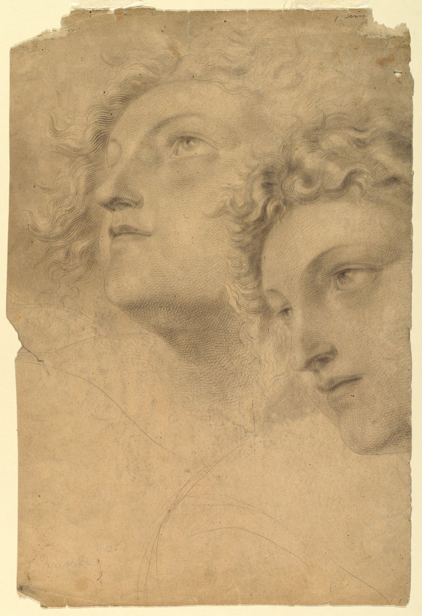 Rysunek, dwie kobiece głowy, 1886-92 autorstwa Leon Dabo