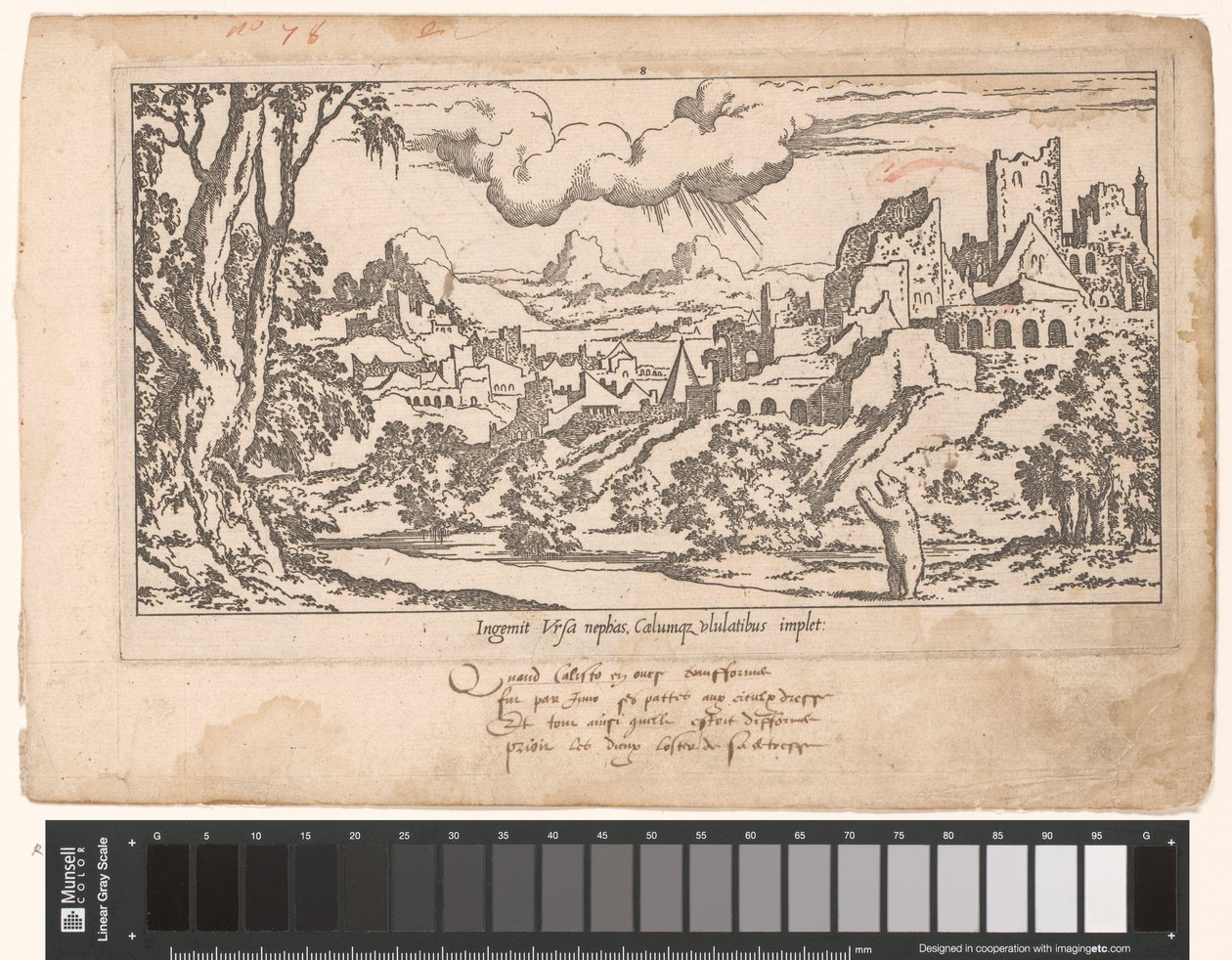 Callisto jako niedźwiedź błaga Jowisza w krajobrazie ruin Le Fable de Calisto (tytuł serii) Mit Callisto (tytuł serii) autorstwa Leon Davent