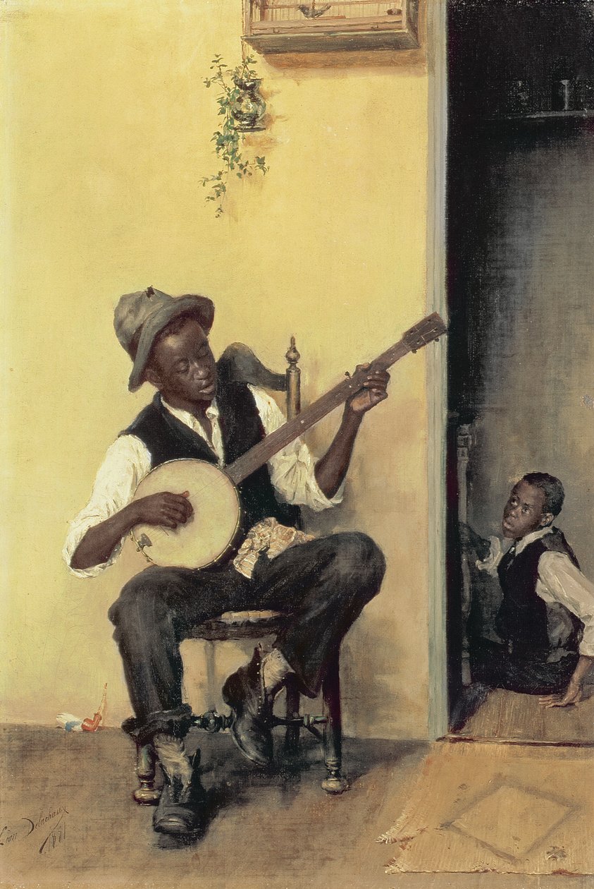 Gracz na banjo, 1881 autorstwa Leon Delachaux