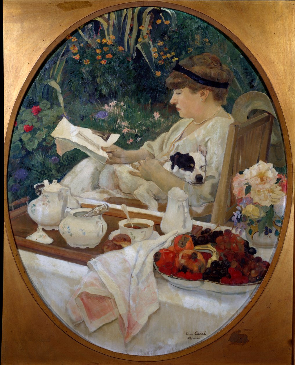 Herbata w ogrodzie. Obraz Leona Carre (1878-1942) autorstwa Leon Georges Carre