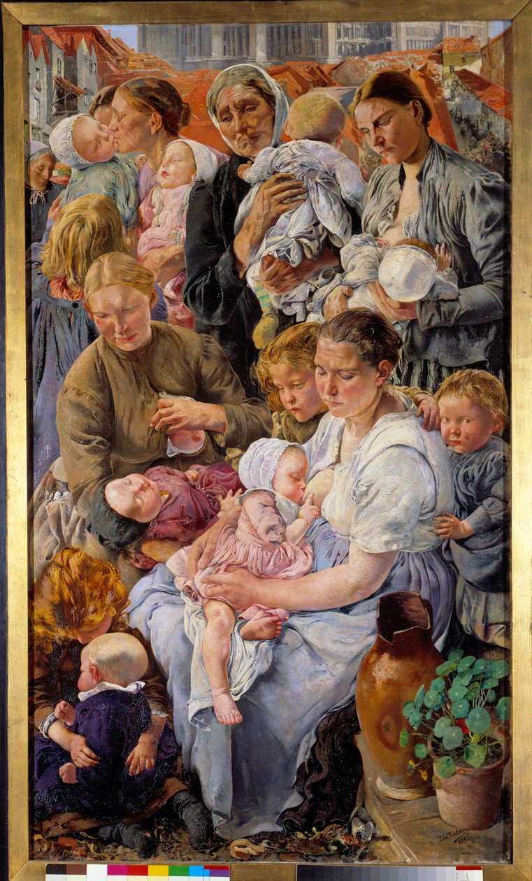 Socjalizm: „”Epoki robotnicze”” Prawa część tryptyku Leona Henri Frederica (1856-1940) (ec.belg) 1895 nd. 1,63x0,94 m Paryż, Musee d