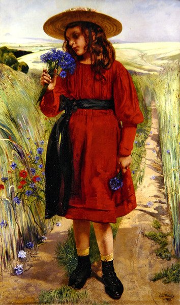 Wiosna lub Młoda dziewczyna z chabrami (olej na płótnie) autorstwa Leon Henri Marie Frederic