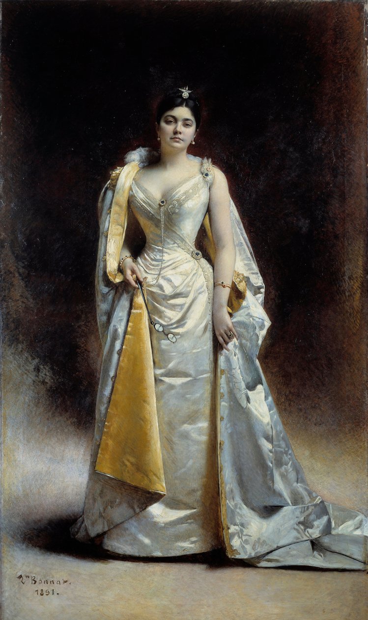 Pełnowymiarowy portret Madame Albert Cahen z Antwerpii Obraz Leona Bonnata (1833-1922) 1891 Nd. 1,34x2,27 m Bayonne, Muzeum Bonnat autorstwa Leon Joseph Florentin Bonnat